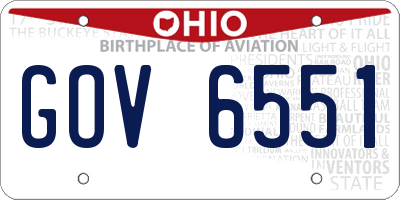 OH license plate GOV6551