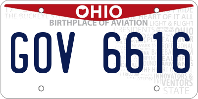 OH license plate GOV6616