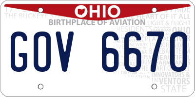 OH license plate GOV6670