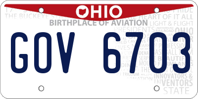 OH license plate GOV6703