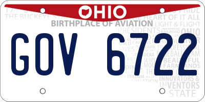 OH license plate GOV6722
