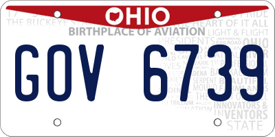 OH license plate GOV6739