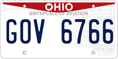 OH license plate GOV6766