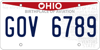 OH license plate GOV6789