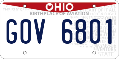 OH license plate GOV6801
