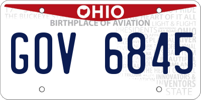OH license plate GOV6845