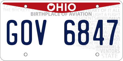 OH license plate GOV6847