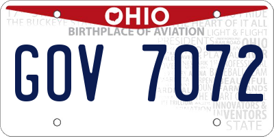 OH license plate GOV7072