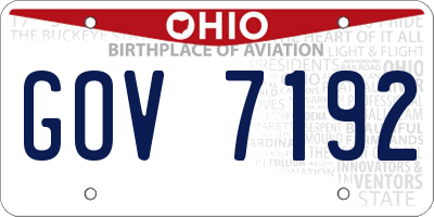OH license plate GOV7192