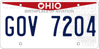 OH license plate GOV7204