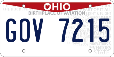 OH license plate GOV7215