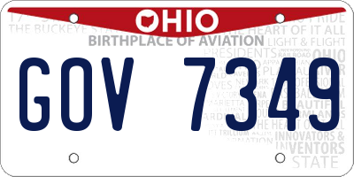 OH license plate GOV7349