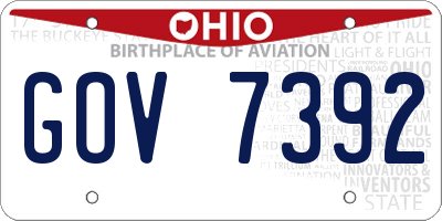OH license plate GOV7392