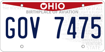 OH license plate GOV7475