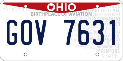 OH license plate GOV7631