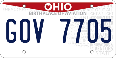 OH license plate GOV7705