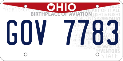 OH license plate GOV7783