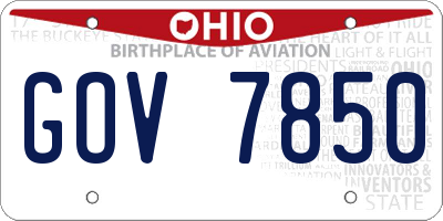 OH license plate GOV7850