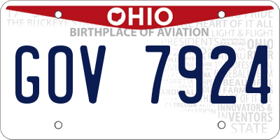 OH license plate GOV7924