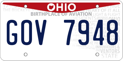 OH license plate GOV7948