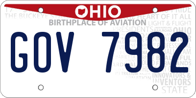 OH license plate GOV7982
