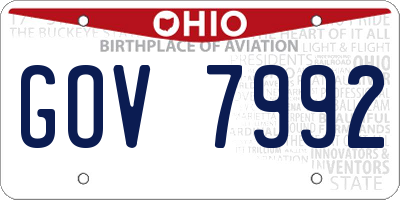 OH license plate GOV7992