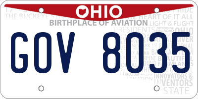 OH license plate GOV8035