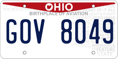OH license plate GOV8049