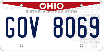 OH license plate GOV8069