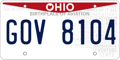OH license plate GOV8104