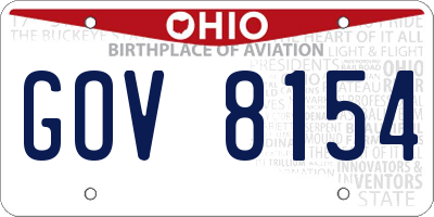 OH license plate GOV8154
