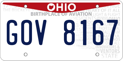 OH license plate GOV8167