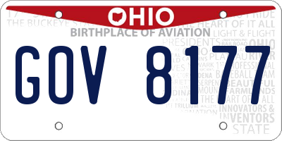 OH license plate GOV8177