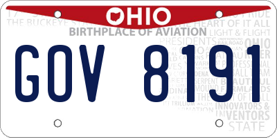 OH license plate GOV8191