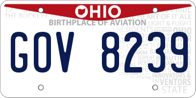 OH license plate GOV8239