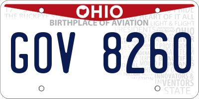 OH license plate GOV8260