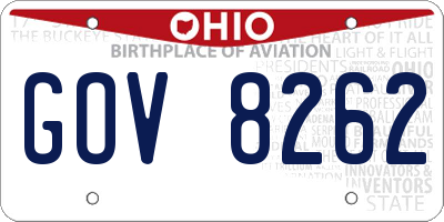 OH license plate GOV8262