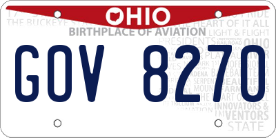 OH license plate GOV8270