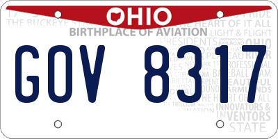 OH license plate GOV8317