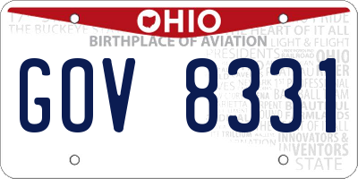 OH license plate GOV8331