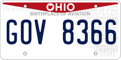 OH license plate GOV8366