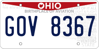 OH license plate GOV8367