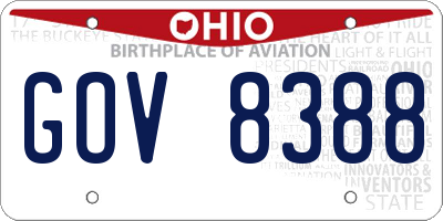 OH license plate GOV8388