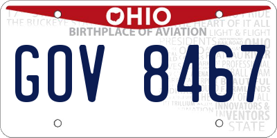 OH license plate GOV8467