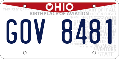 OH license plate GOV8481