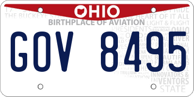 OH license plate GOV8495