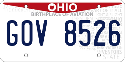 OH license plate GOV8526