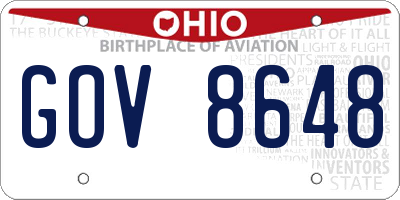 OH license plate GOV8648