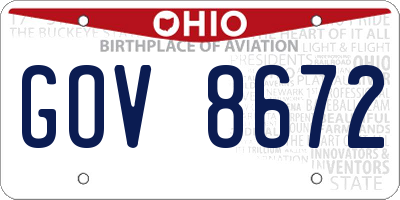 OH license plate GOV8672