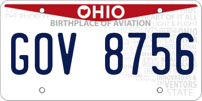 OH license plate GOV8756